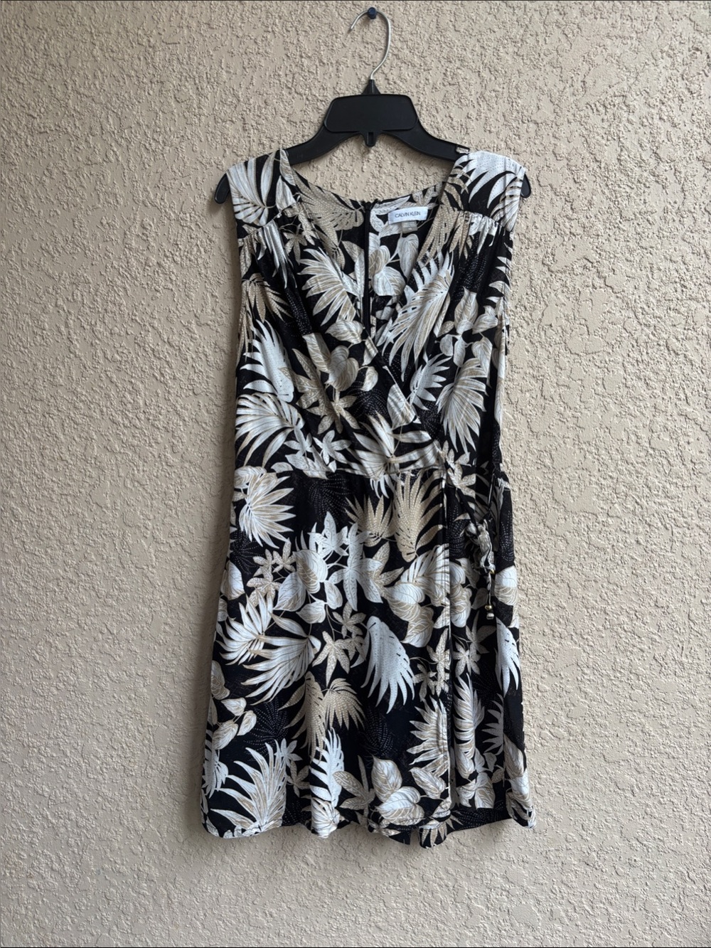 Calvin Klein Black and Cream Tropical Print romper